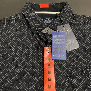 NEW Nat Nast Silk Cotton Button Shirt Black M